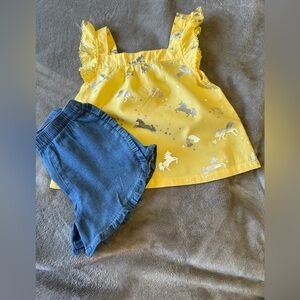 Yellow and Blue baby girl dress